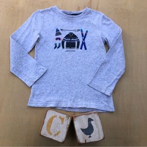 Janie and Jack Boys Long Sleeve Gray Winter Shirt